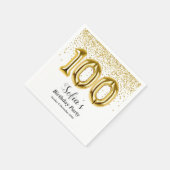Glitzer Gold , goldener Funkel 100. Geburtstag Serviette (Ecke)
