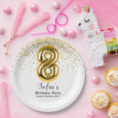 Glitzer Gold , goldenes Funkeln 8. Geburtstag Pappteller (Party)