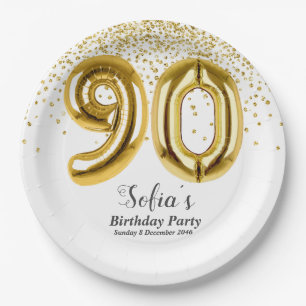 Glitzer Gold , goldenes Funkeln 90. Geburtstag Pappteller