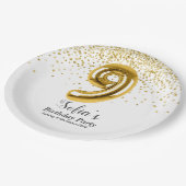 Glitzer Gold , goldenes Funkeln 9. Geburtstag Pappteller (Schrägansicht)