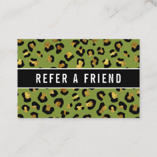Glitzer gold Green Leopard Salon Referent Kunde Visitenkarte