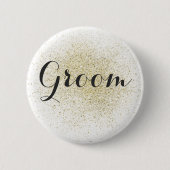 Glitzer Gold Groom Button (Vorderseite)