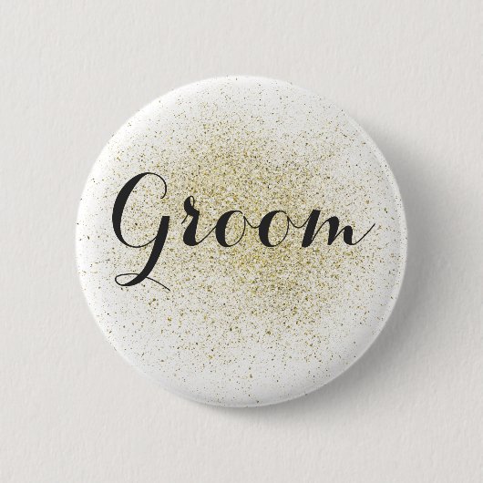 Glitzer Gold Groom Button (Vorderseite)