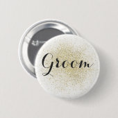 Glitzer Gold Groom Button (Vorne & Hinten)
