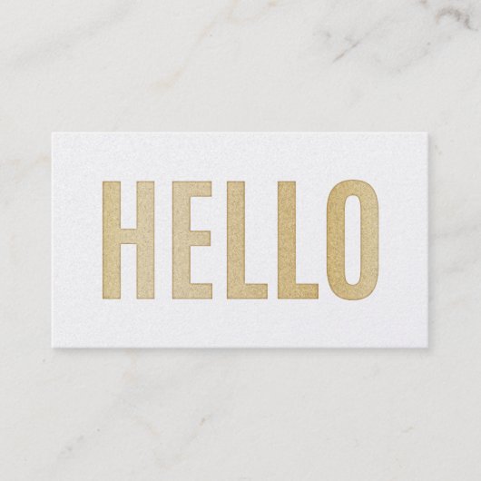 Glitzer Gold Hello Calling Card Telefonnummerkarte (Vorderseite)