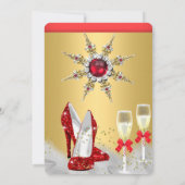 Glitzer Gold High Heels Silver Champagne Einladung (Rückseite)