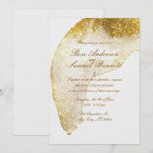 Glitzer Gold Hochzeit Einladung (Vorne/Hinten)