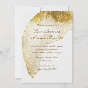 Glitzer Gold Hochzeit Einladung