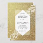 Glitzer Gold Hochzeit Einladung (Vorne/Hinten)