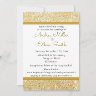 Glitzer Gold Hochzeit Einladung Personalisiert