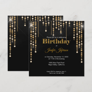 Glitzer gold Konfetti Geburtstag Einladung