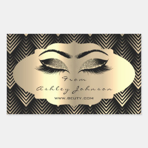 Glitzer Gold Lash Augen von Black Danke Sepia Rechteckiger Aufkleber