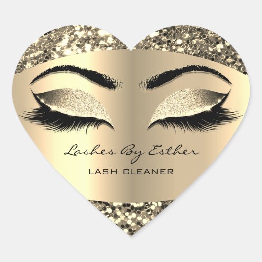 Glitzer-Gold-Lashes Herz-Aufkleber (Vorderseite)
