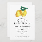 Glitzer Gold Lemon Citrus Greenery Sommer Einladung (Vorne/Hinten)