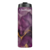 Glitzer Gold Lila Agate Marble Thermosbecher (Vorderseite)