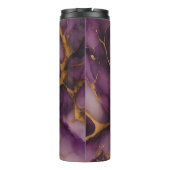 Glitzer Gold Lila Agate Marble Thermosbecher (Rückseite)