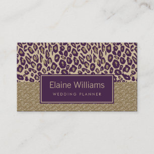 Glitzer Gold lila Leopard bedruckt chic Cards Visitenkarte