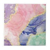 Glitzer Gold Marmorpastellfarben Fliese (Vorderseite)