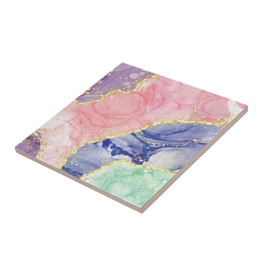 Glitzer Gold Marmorpastellfarben Fliese (Seite)