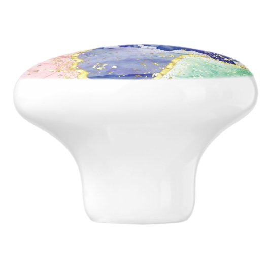 Glitzer Gold Marmorpastellfarben Keramikknauf (Seitenansicht)