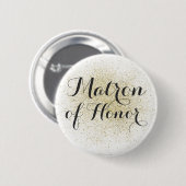Glitzer Gold Matron of Honor Button (Vorne & Hinten)