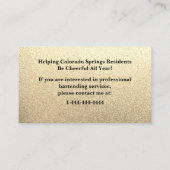 Glitzer Gold Mixologe Barkeeper Business Card Visitenkarte (Rückseite)