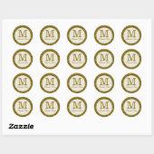 Glitzer Gold Monogram Vielen Dank Runder Aufkleber (Blatt)