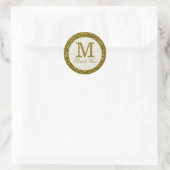 Glitzer Gold Monogram Vielen Dank Runder Aufkleber (Tasche)