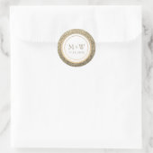 Glitzer Gold Monogram Wedding Runder Aufkleber (Tasche)