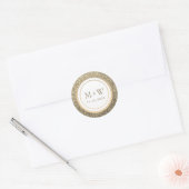 Glitzer Gold Monogram Wedding Runder Aufkleber (Umschlag)