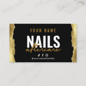Glitzer Gold Nails Anleitung Aftercare Card Visitenkarte (Vorderseite)