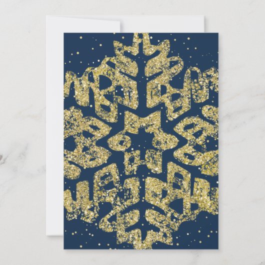 Glitzer Gold & Navy Elegante Weihnachtsfeier Einladung (Rückseite)
