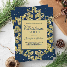 Glitzer Gold & Navy Elegante Weihnachtsfeier Einladung
