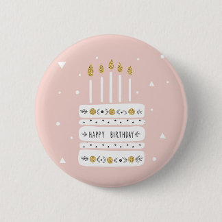 Glitzer Gold Pastel Geburtstagskuchen Illustration Button