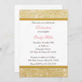 Glitzer Gold Pink Girl Dedication Einladung (Vorne/Hinten)