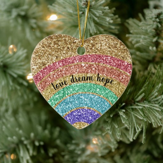 Glitzer Gold Rainbow Keramik Ornament (Baum)