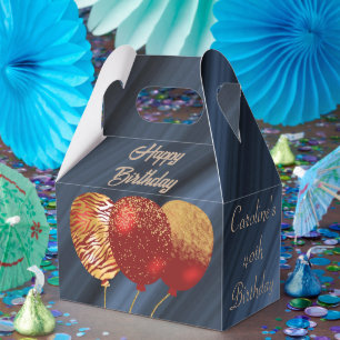 Glitzer & Gold Red Balloons 40. Geburtstag Geschenkschachtel