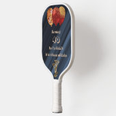 Glitzer Gold Red Balloons & Birthday Zitat Pickleball Schläger (Links)