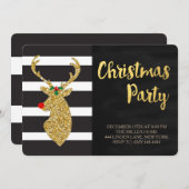 Glitzer Gold Rentier Weihnachts-Party Einladungen (Vorne/Hinten)