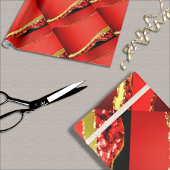 Glitzer & Gold, Ripped Edge in Red, Geschenkpapier