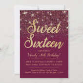 Glitzer & Gold, Ruby Sweet 16 Einladungen zum Gebu (Vorderseite)