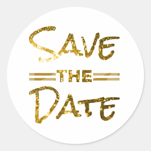 Glitzer Gold Save the Date Siegel Runder Aufkleber (Vorderseite)