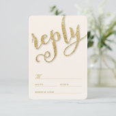 Glitzer Gold Script Forever Classy Elegante Hochze RSVP Karte (Stehend Vorderseite)