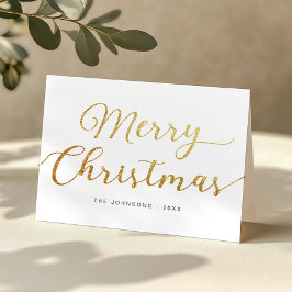 Glitzer Gold Script Frohe Weihnachtskarte Feiertagskarte
