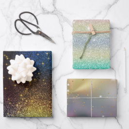 Glitzer Gold, Silber Geschenkpapier Set