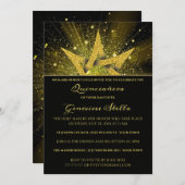 Glitzer Gold Star Quinceanera Einladung (Vorne/Hinten)