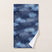 Glitzer Gold Stars Dark Blue Sky Muster Badhandtuch Set (Handtuch)