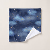 Glitzer Gold Stars Dark Blue Sky Muster Badhandtuch Set (Waschlappen)