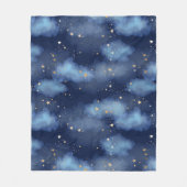 Glitzer Gold Stars Dark Blue Sky Muster Fleecedecke (Vorderseite)