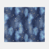 Glitzer Gold Stars Dark Blue Sky Muster Fleecedecke (Vorderseite (Horizontal))